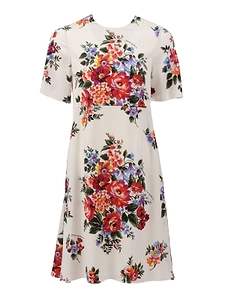 Dolce & Gabbana Kids Floral Printed Crewneck Dress