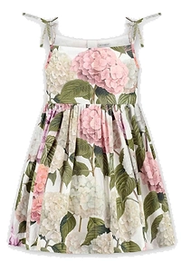 Dolce & Gabbana Kids Hydrangea-Print Pleated Poplin Dress