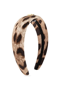 Leopard-Printed Logo Plaque Head Band