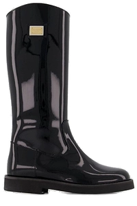 Dolce & Gabbana Kids Logo Plaque Knee-High Boots
