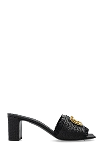 Dolce & Gabbana Logo Raffia Heeled Mules