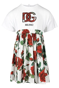 Dolce & Gabbana Kids Rose-Printed Pleated Midi Dress