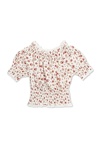 Dolce & Gabbana Kids Shirred Floral Printed Top