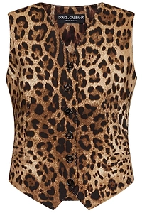 Dolce & Gabbana Leopard Printed V-Neck Gilet