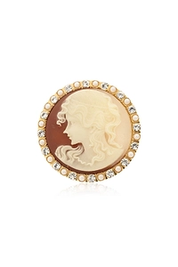 Dolce & Gabbana Round Embellished Cameo Brooch