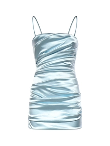Ruched Satin Mini Dress