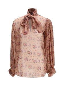 Dolce & Gabbana Small Flower Bouquets-Print Chiffon Top