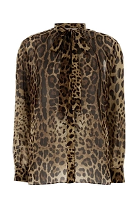 Dolce & Gabbana Tie-Neck Printed Top