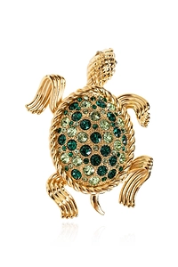 Turtle-Shaped Embellished Brooch