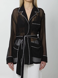 Dolce & Gabbana Vanity Belted Sheer Shirt
