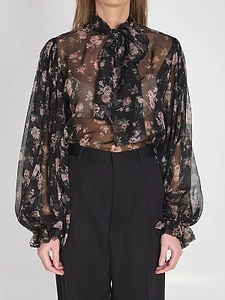 Dolce & Gabbana Vintage Rose-Printed Chiffon Top