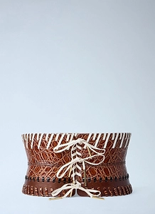 Dries Van Noten Embossed Lace-Up Corset Belt