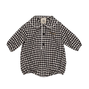 Douuod Kids Button Detailed Checked Rompers