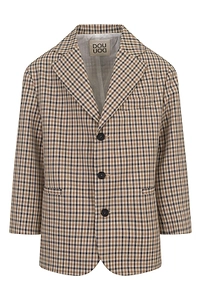 Douuod Kids Checked Single-Breasted Long-Sleeved Blazer