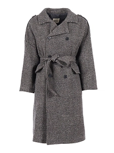Douuod Kids Long Sleeved Gingham Belted Coat