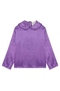 Douuod Kids Peter Pan Collar Satin Blouse