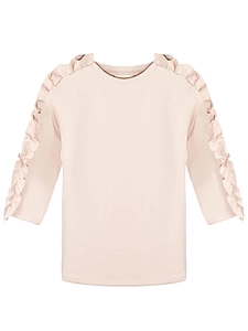 Douuod Kids Ruffle-Trim Long Sleeved Top