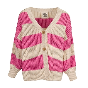 Douuod Kids V-Neck Striped Cardigan