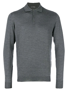 Drumohr Merino Wool Long-Sleeve Polo Shirt
