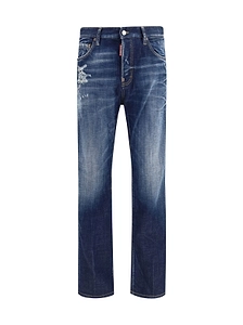 Dsquared2 642 Distressed Straight-Leg Jeans