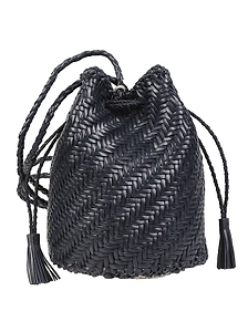 Woven Drawstring Bucket Bag