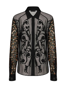 Dries Van Noten Beaded Floral Embroidered Shirt