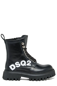 Dsquared2 Kids Logo Embroidered Lace-Up Boots
