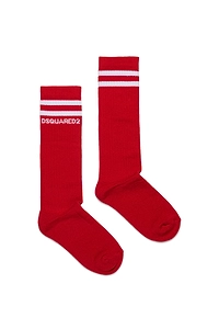 Dsquared2 Kids Logo Intarsia-Knit Striped Mid-Calf Socks