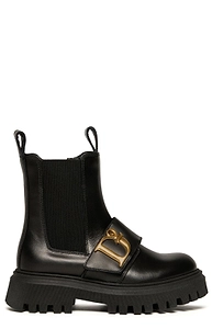 Dsquared2 Kids Logo Plaque Round Toe Boots