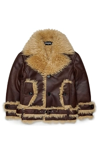 Shearling Buttoned Bomber Jacket
