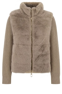 Duno Quilted Faux Fur Knitted Jacket