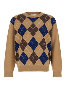 Dunst Argyle Crew Neck Knitted Sweater