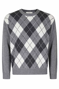 Dunst Argyle Crew Neck Knitted Sweater