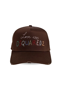 Dsquared2 Logo Embroidered Distressed Baseball Cap