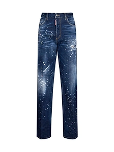 Dsquared2 Paint Splatter Straight-Leg Distressed Jeans