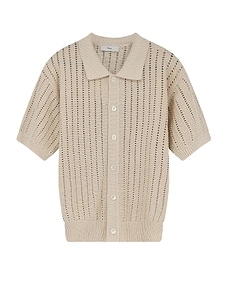 Openwork Short-Sleeve Knitted Top