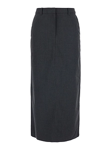Dunst Pinstriped High-Waist Long Skirt