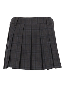Pleated Checked Mini Skirt