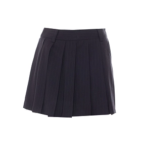 Pleated Pinstripe Mini Skirt