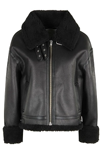 Shearling-Trimmed Loose Fit Jacket