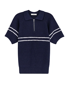 Dunst Stripe Half Zip Knitted Top