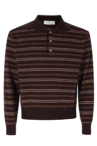 Dunst Striped Collared Knitted Sweater