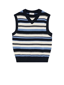 Dunst Striped V-Neck Knitted Top