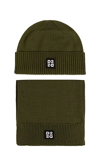 Dsquared2 Logo Patch Ribbed-Knit Beanie Scarf Set