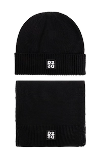 Dsquared2 Logo Patch Ribbed-Knit Beanie Scarf Set