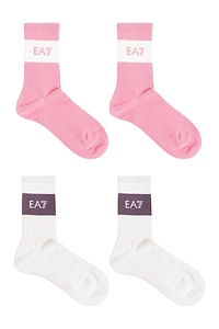 Ea7 Emporio Armani Two Pack Logo Intarsia Knit Socks