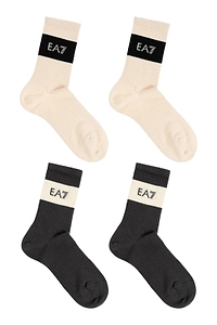 Ea7 Emporio Armani Two Pack Logo Intarsia Knit Socks