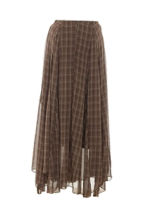 Eleh Asymmetric Checked Skirt