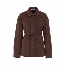 Eleh Belted Suede-Effect Shirt