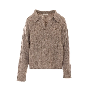 Eleh Cable Knit Collared Knitted Sweater